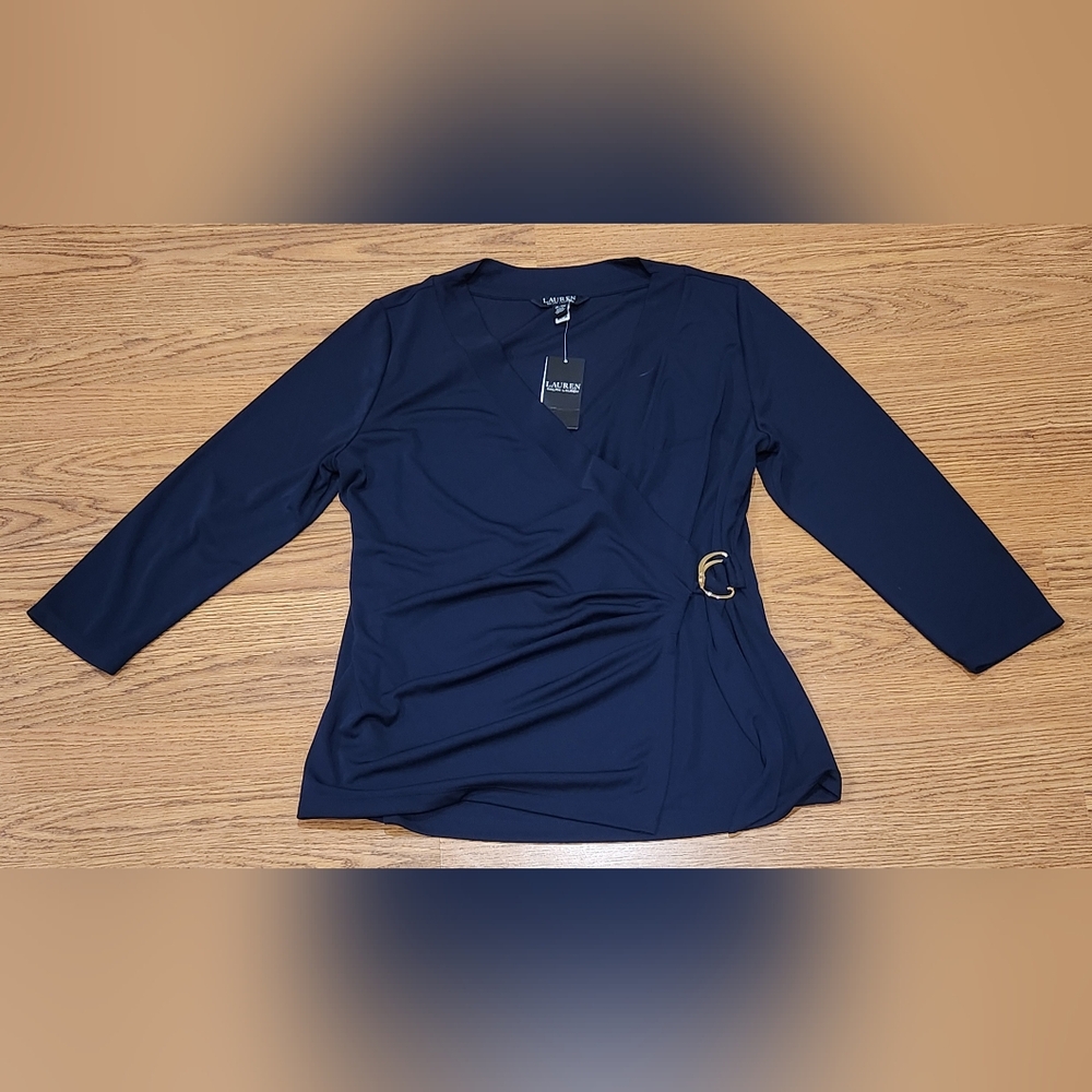 Ralph Lauren‎ Womens Blue Blouse Size XL